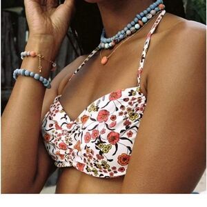 NWT Maaji Wild Flower Selena REVERSIBLE Bandeau Bikini Top L